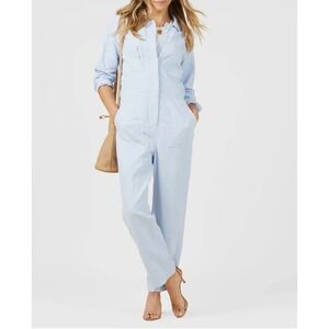 Outerknown Station Utility Jumpsuit Linen Cotton Heather Blue EUC with Tags XL